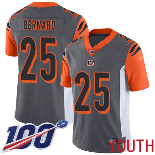 Cincinnati Bengals Limited Silver Youth Giovani Bernard Jersey NFL Footballl #25 100th Season Inverted Legend->youth nfl jersey->Youth Jersey